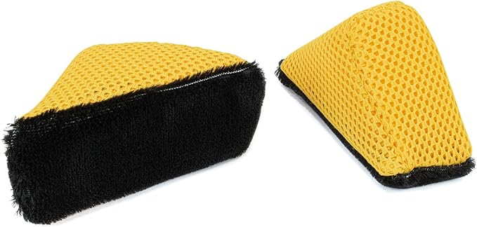 Autofiber Scrub Ninja - Wedge Scrubber Great for scrubbing Leather, Plastic, Rubber and Vinyl - Pack of 2, Black/Gold (5inch x 2.5inch x 2inch)