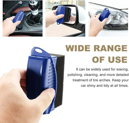 Ohleats 2 PCS Tire Dressing Applicator, Wheel Shine Pad With Lid, Reusable Detailing Foam Waxing Wipe Polishing Sponge, Universal Car Accessories (Blue)