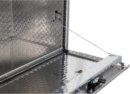 Buyers Products 1705110 Diamond Tread Aluminum Underbody Truck Tool Box, 18 x 18 x 48, Made in USA, .100 in. Thick, Corrosion Resistant, Locking Compression Latch, Secure Storage for Work Trucks