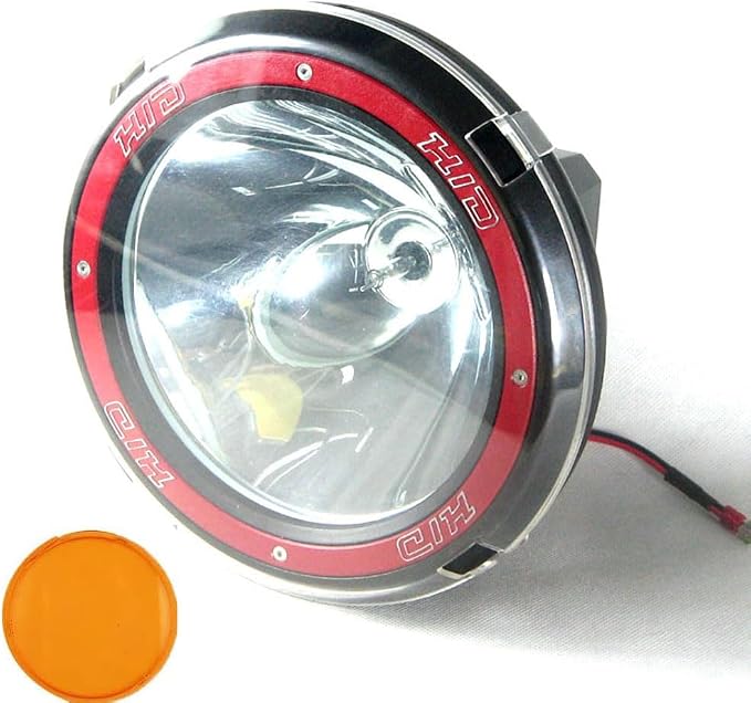 9 Inch HID Offroad Light Spot Beam 12-24V55W HID Fog Driving Work Lamp Clear and Amber Cover 4x4 Off-Road Rally Round Fog Lighting For Truck SUV ATV