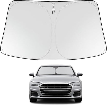 Proadsy 2026 Upgrade Windshield Sun Shade Custom Fit 2019-2025 Audi A6 Foldable Front Sunshade Protector Sun Visor Blocks UV Rays Keep Car Cooler