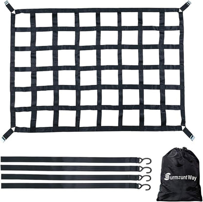 Surmountway Heavy Duty Cargo Net - 66" x 50", 1100LBS Capacity, Adjustable Cam Buckles & S-Hooks, Fits Pickup Truck & Trailer Beds