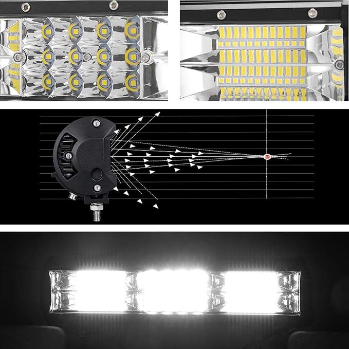 Willpower 12 inch 180W LED Light Bar Triple Row Spot Flood Combo Beam Off Road Driving Lights Waterproof Work Light for Jeep Trucks SUV ATV UTV Boat Lights, 12V 24V