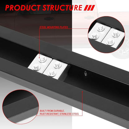 Auto Dynasty Running Boards Compatible with 2007-2021 Toyota Tundra CrewMax/Extended Crew Cab, Stainless Steel Side Step Nerf Bar, 5 Inches Step Bars, Black Powdercoated