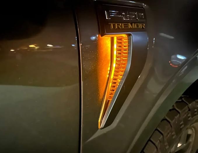 iJDMTOY Amber Yellow LED Background Illumination Lighting Kit Compatible with 2021-up Ford F150 Side Fender Emblem