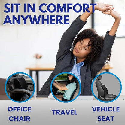 Thin Ergonomic Bucket Seat Lower Lumbar Back Support Pillow Cushion for Office Chair, Car, Truck, Wheelchair, Gaming Chair and Recliner for Pain Relief Made in USA - Gray