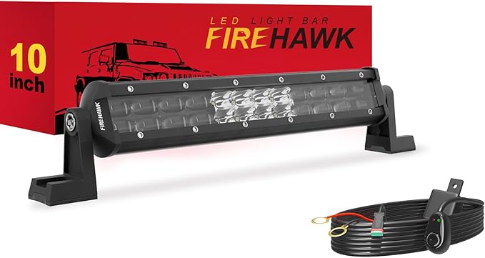 Firehawk LED Light Bar 10 Inch 35,000LM, 2026 New Japanese L-A-B Chips, Spot Flood Combo Beam, Driving Off Road Fog Work for Truck Pickup ATV UTV SUV Cart IP68 Waterproof with 12V Wiring Harness kit