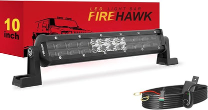 Firehawk LED Light Bar 10 Inch 35,000LM, 2026 New Japanese L-A-B Chips, Spot Flood Combo Beam, Driving Off Road Fog Work for Truck Pickup ATV UTV SUV Cart IP68 Waterproof with 12V Wiring Harness kit