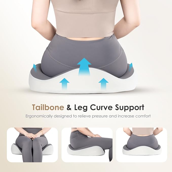 FLORICH Upgraded Ergonomic Memory Foam Car Seat Cushion with Lumbar Support, Non-Slip, Washable Driving Seat Cushion for Back & Sciatica Pain Relief, Large Car Seat Cushion Driver, Office-Gray