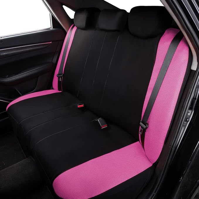 Flying Banner Butterfly car seat Covers ful Set Fashion Universal Lady Woman Female Rear Bench Split Colorized (Full Set, Pink)