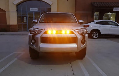 iJDMTOY 4pc Set 3W High Power LED Grille Mesh Mount Lighting Kit Compatible with Toyota FJ Cruiser 4Runner Tacoma etc., 2500K Amber Projector Lens Spot Beam LED Lights