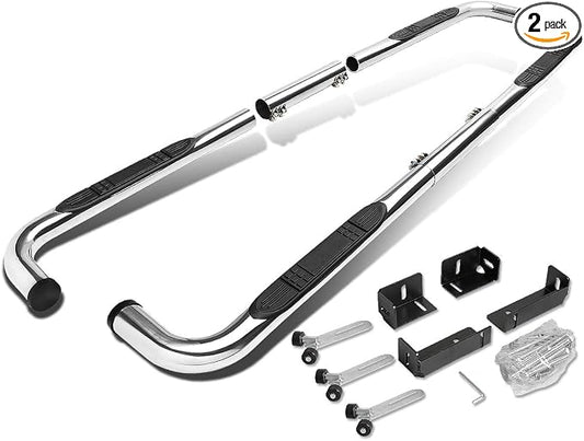 Auto Dynasty 3" Running Boards for 1999-2016 Silverado Sierra Yukon Tahoe Ram Extended Crew Cab, Stainless Steel Nerf Bar, Polished Chrome Side Step