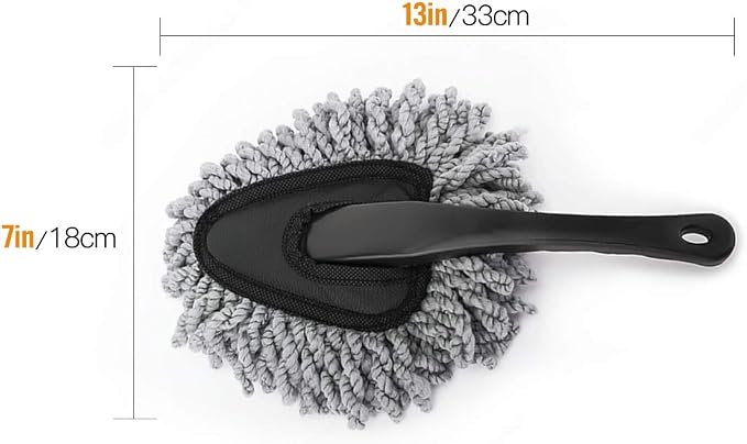 MoKo 2 Pack Microfiber Car Dash Duster, Super Soft No-Scratch Interior Detail Brush for Dashboard, Air Vents & Center Console, Washable Reusable Cleaning Tool, Gray