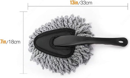 MoKo 2 Pack Microfiber Car Dash Duster, Super Soft No-Scratch Interior Detail Brush for Dashboard, Air Vents & Center Console, Washable Reusable Cleaning Tool, Gray