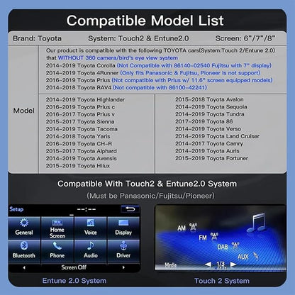 Carplay Android Auto Adapter Wireless Carplay Retrofit Kit Decoder for Toyota Touch2 & Entune2.0 2014-2019 Fit for Corolla/Prius/RAV4/Highlander/Sienna/Tacoma/Yaris/CH-R/Avalon/Tundra/Verso/Camry