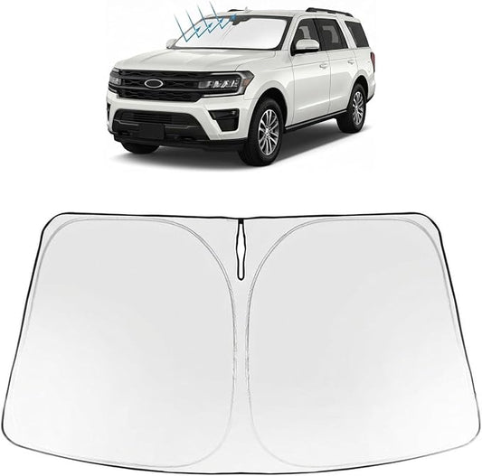 Proadsy Windshield Sun Shade Custom Fit Ford Expedition 2018-2026 Foldable Front Sunshade Protector Sun Visor Blocks UV Rays Keep Car Cooler Accessories