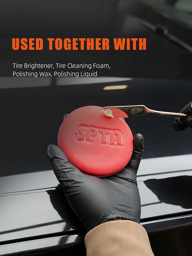 SPTA 10Pcs Foam Wax Applicator Pads, 4inch Hand Wax Pad(Red), Soft Car Detailing Sponges,Supreme Shine Pad, for Car Cleaning, for Car Detail Cleaning, Waxing pad