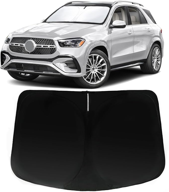 Windshield Sun Shade for 2020-2025 Mercedes Benz GLE SUV 350 450 (Not for GLE Coupe), Car Front Window Sunshade with 240T Sun Visor Protector Blocks UV Rays Heat Sun Shield Accessories