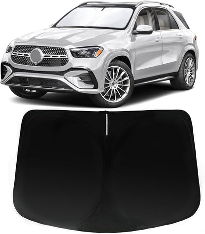 Windshield Sun Shade for 2020-2025 Mercedes Benz GLE SUV 350 450 (Not for GLE Coupe), Car Front Window Sunshade with 240T Sun Visor Protector Blocks UV Rays Heat Sun Shield Accessories