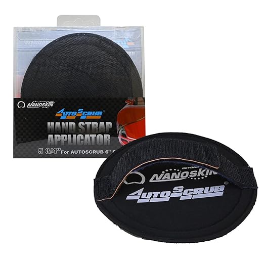 Nanoskin AUTOSCRUB 5 3/4" Hand Strap Applicator – Clay Bar Alternative for Removing Contaminants from Paint, Glass, Plastic, and Metal | Compatible with 6" Pads | Easy Pre-Wax & Coating Prep