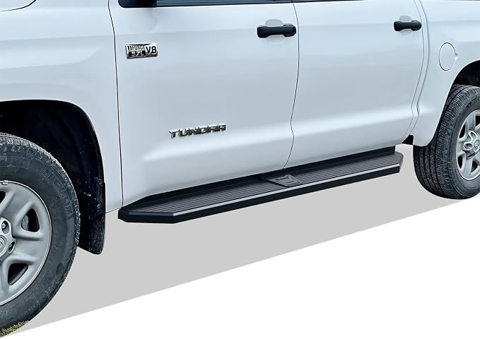 APS Black Stainless Steel Running Boards Style Compatible with Toyota Tundra 2007-2021 CrewMax (Side Steps Side Bars) 6in Wide