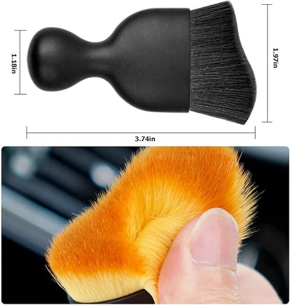 Blilo Car Interior Detailing Brush, Auto Soft Hair Cleaning Brushes, Curved Dirt Dust Collectors, Removal Tool for Dashboard Air Conditioner Vents Leather, Scratch Free (Black/1PCS)