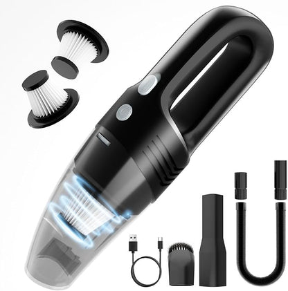 Handheld Vacuum Cordless Car Vacuum Cleaner 11000PA High Power Portable 1.4lbs Lightweight Rechargeable with 2 Filter Multi-Nozzles for Home Office Dust