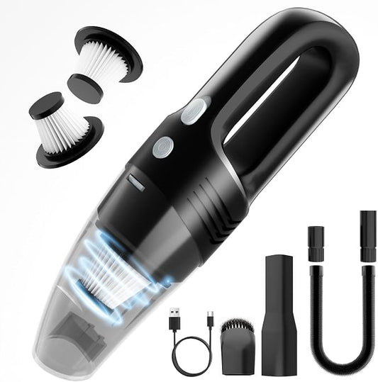 Handheld Vacuum Cordless Car Vacuum Cleaner 11000PA High Power Portable 1.4lbs Lightweight Rechargeable with 2 Filter Multi-Nozzles for Home Office Dust