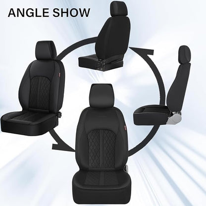 Coverado Universal Leather Seat Covers Front Seats, 2-Pack Seat Covers for SUV, Pickup Truck, Sedan, Automotive Vehicle Interior, Waterproof and Durable All Weather Protector，Black