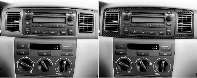 Black Real Carbon Fiber Accessories Car Center Console A/C Outlet Air Vent Panel Cover Interior Trim Sticker Decal for Toyota Corolla CE LE S 2003 2004 2005 2006 2007 2008/XRS 2005-2006 Sedan 1PC
