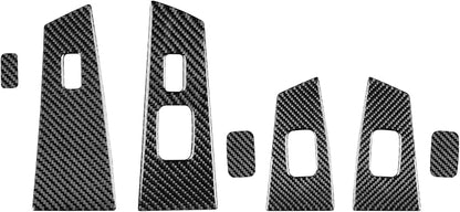 Black Real Carbon Fiber Accessories Car Door Window Lift Panel Kit Cover Interior Trim Sticker Decal for Toyota Corolla CE LE S 2003 2004 2005 2006 2007 2008/XRS 2005-2006 Sedan 7PCS -D
