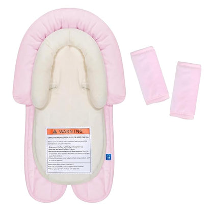 COOLBEBE New Babybody Support & Strap Covers Set for Newborn Infant Toddler- Extra Soft Stroller Cushion Pads Car Seat Insert, Perfect for Carseats, Strollers, Swings, Pink
