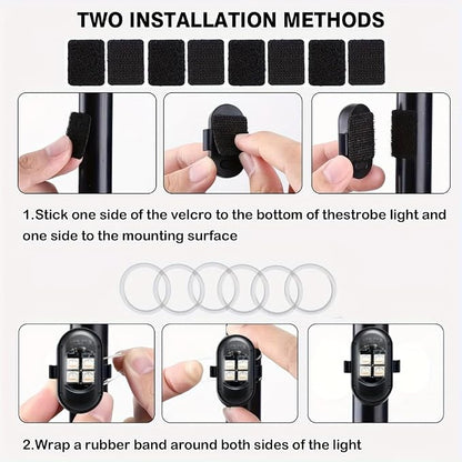 Upgraded 4PCS Mini Wireless LED Strobe Lights for Car Drone Motorcycle Bike with Remote Control High-Brightness Warning Wireless LED Lights for Motorcycle USB Rechargeable 8-Color Car Lights Interior