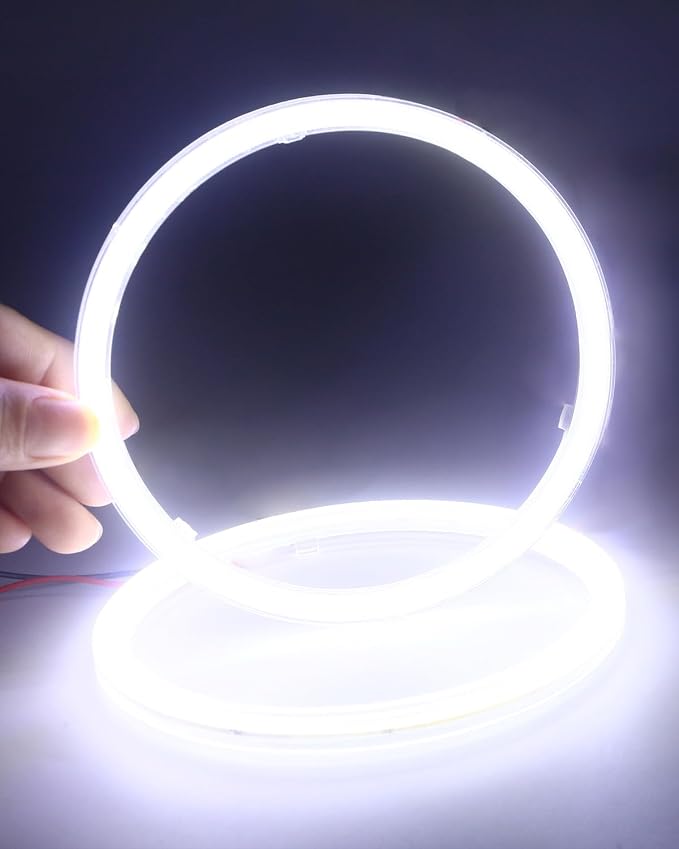 Qasim 1-Pair White 120MM 93SMD COB LED Halo Ring Angel Eyes DRL Led Fog light Warning Light with lampshade Cover 12V 24V