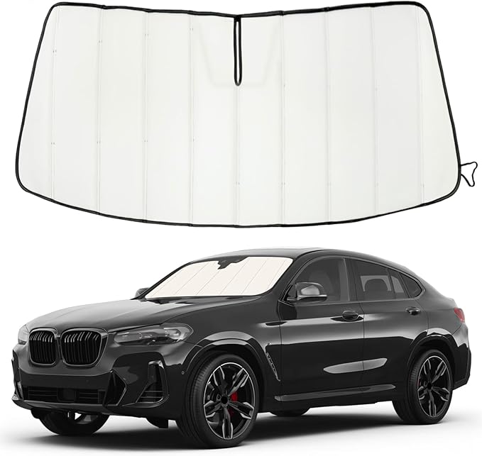 Windshield Sun Shade for BMW X4 2019-2025 2026, Front Window Visor Accessories, Folding Design Blocks Heat & UV Rays Maintain Cool Interior and Save Space