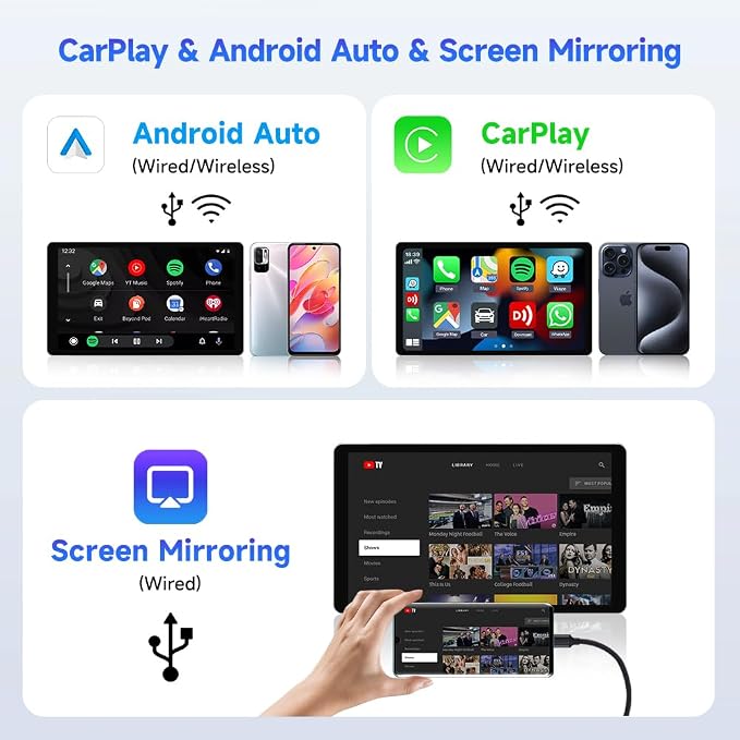 CarlinKit Wireless CarPlay Car Adapter for Android Car Radio,Wireless Android Auto & Apple CarPlay 2 in 1 Dongle-Low Power Consumption,Support Plug & Play,Screen Mirroring,OTA Update,Google Maps etc