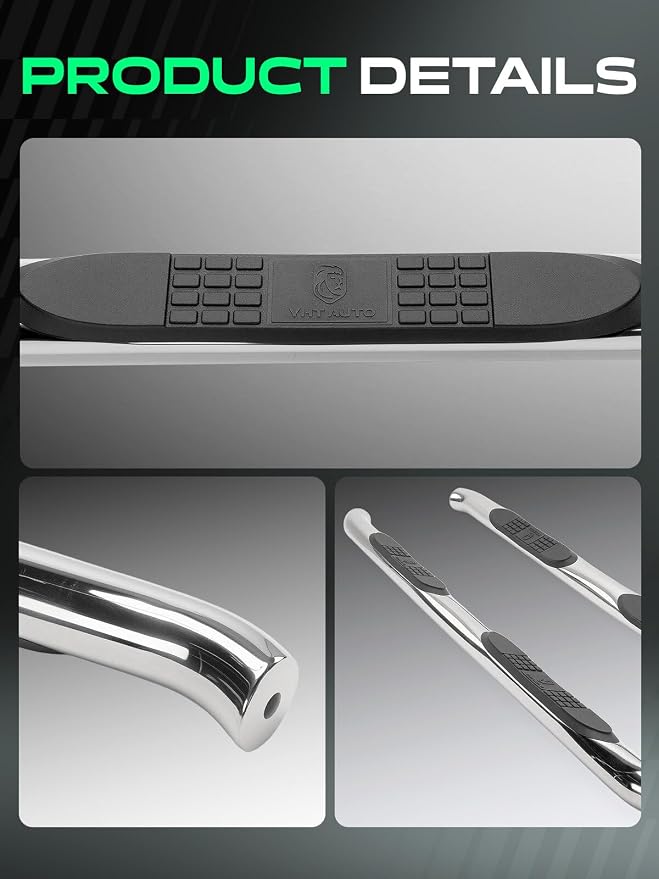 YHTAUTO 3 Inch Running Boards Side Steps Compatible with Honda Pilot 2009-2015, SUV, Round Stainless Steel Polished Chrome, Cab Side Step Rails Off-Road Exterior Accessories, Set of 2