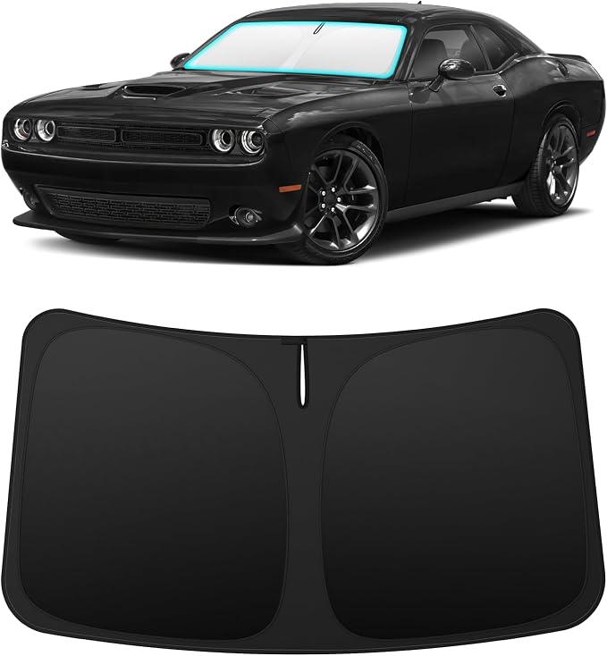 INSAUTO Custom Fit Windshield Sun Shade Accessories for Dodge Challenger 2015-2023, Foldable Front Window Sunshade, UV & Heat Reflector, Keeps Interior Cool, Includes Storage Bag