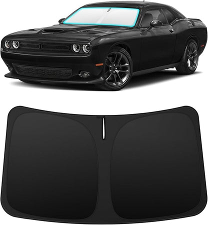 INSAUTO Custom Fit Windshield Sun Shade Accessories for Dodge Challenger 2015-2023, Foldable Front Window Sunshade, UV & Heat Reflector, Keeps Interior Cool, Includes Storage Bag