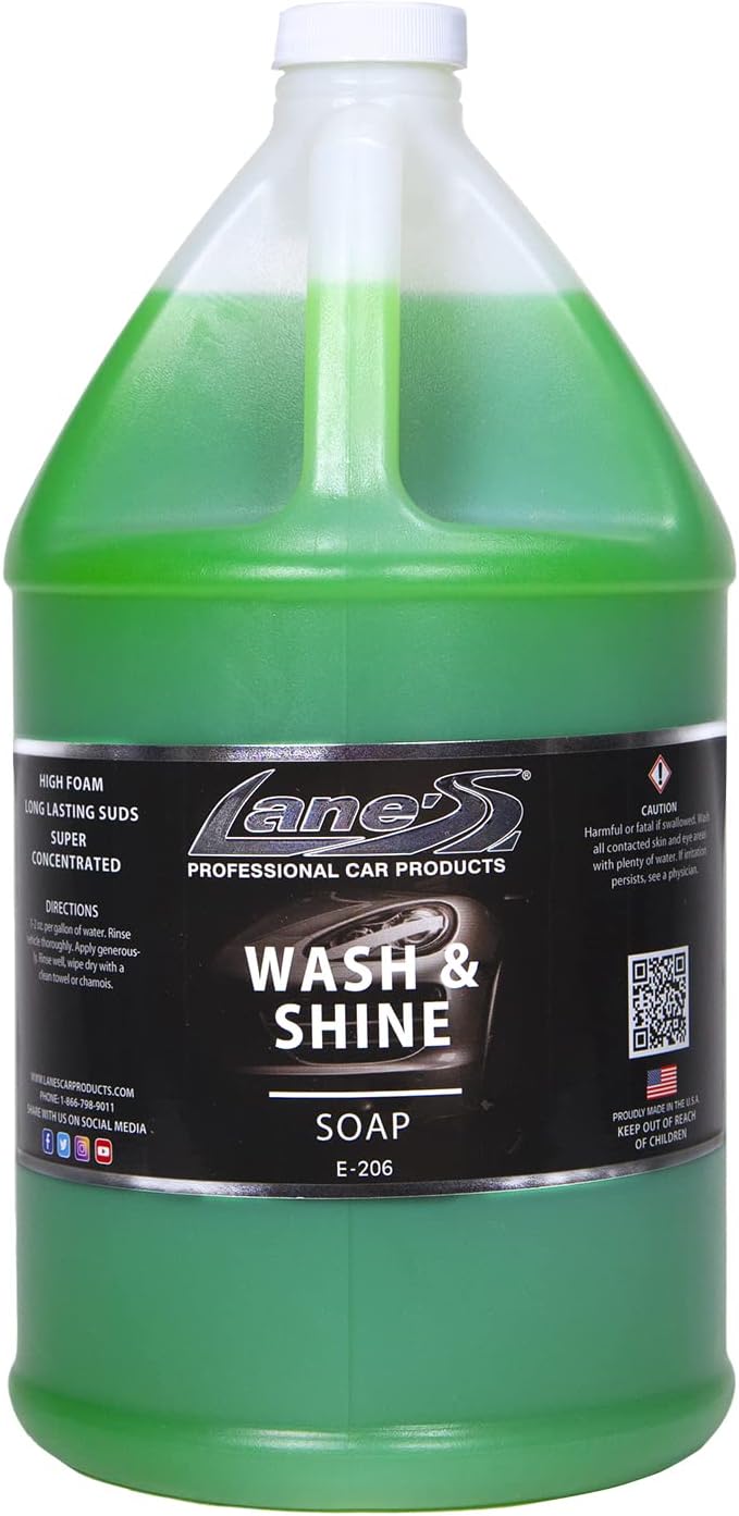 LANE'S Car Soap/Car Wax Soap The Perfect Wax Shampoo for Auto Detailing/Exterior Care Products/High Foaming with Gentle Formula/Concentrated Formula - 1 Gallon