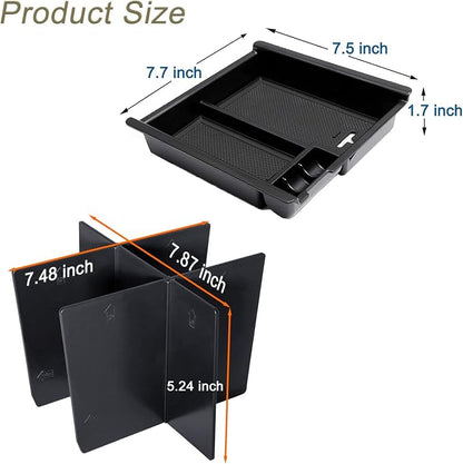 JDMCAR 2PCS Center Console Insert Set Compatible with Toyota Tacoma 2023 2022-2016, Console Armrest Box Insert Tray and Center Console Organizer Divider for Tacoma Accessories