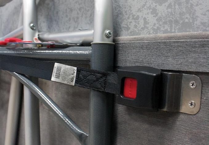 Q'Straint Q-3009 Walker & Stroller Securement Kit | Universal Bolt-On Wall Mount System for NEMT, Paratransit & School Buses | Auto-Locking Retractors & Hardware Included