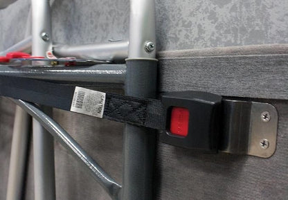 Q'Straint Q-3009 Walker & Stroller Securement Kit | Universal Bolt-On Wall Mount System for NEMT, Paratransit & School Buses | Auto-Locking Retractors & Hardware Included