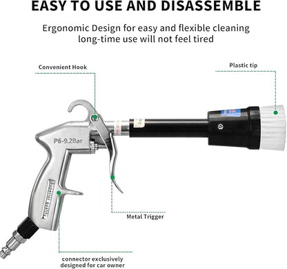 GOCCIDA High Pressure Tornado Dry Car Cleaning Gun Detailing Air Tool Air Blow Gun for Car Detailing Car Duster High Pressure Interior Cleaner Car Interior Detailing Kit with Brush Nozzle