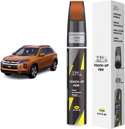 XNA Sunshine Orange Metallic(M11) for Mitsubishi Touch Up Paint, 2 in 1 Car Scratch Remover with Pen Tip and Brush, Exact Color-Matched for Car Paint Scratch Repair, Quick & Easy Fix Chips and Nicks