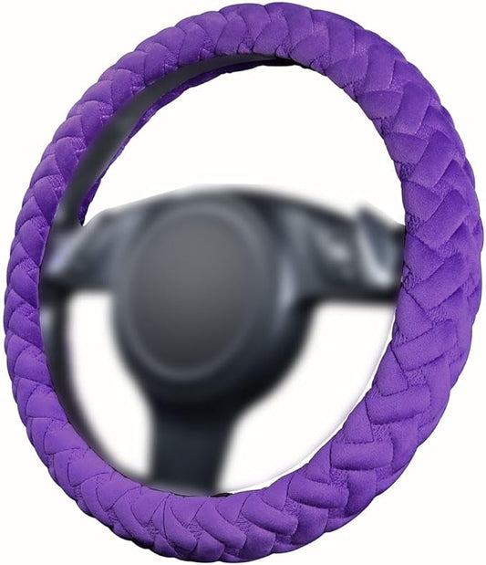 Flying Banner car Steering Wheel Cover Massage Velvet Warm Universal Size 15 inches SUV Truck Anti Slip Odorless Summer Winter (Purple, Velvet Massage)