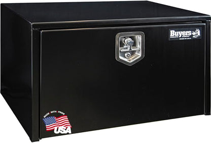 Buyers Products 1702303 Black Steel Underbody Truck Tool Box – 18 x 18 x 30 Inch - Truck Bed & Underbelly RV Storage Box, Locking T-Latch, Weather-Resistant, Heavy-Duty Flatbed Job Box, Made in USA