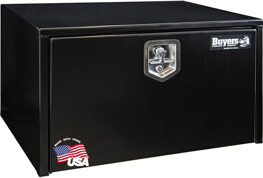 Buyers Products 1702303 Black Steel Underbody Truck Tool Box – 18 x 18 x 30 Inch - Truck Bed & Underbelly RV Storage Box, Locking T-Latch, Weather-Resistant, Heavy-Duty Flatbed Job Box, Made in USA
