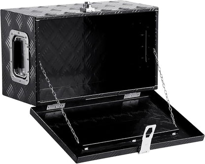 VEVOR Heavy Duty Aluminum Truck Bed Tool Box, Stripes Plated Tool Box with Side Handle and Lock Keys, Storage Toolbox Chest Organizer for Trailer, Pickup, Truck Bed, RV, 20"x12"x9.5", Black