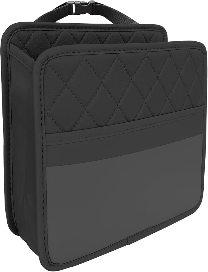 Car Seat Back Organizer, Car Organizers and Storage, Leather Multipurpose Vehicle Backseat Storage Pocket, Auto Interior Accessories Waterproof Hanging Bag for SUV Sedan Truck (Black)